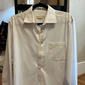 MICHAEL KORS White Dress Shirt ; Size 16 neck ; 34/35 sleeves / slim fit